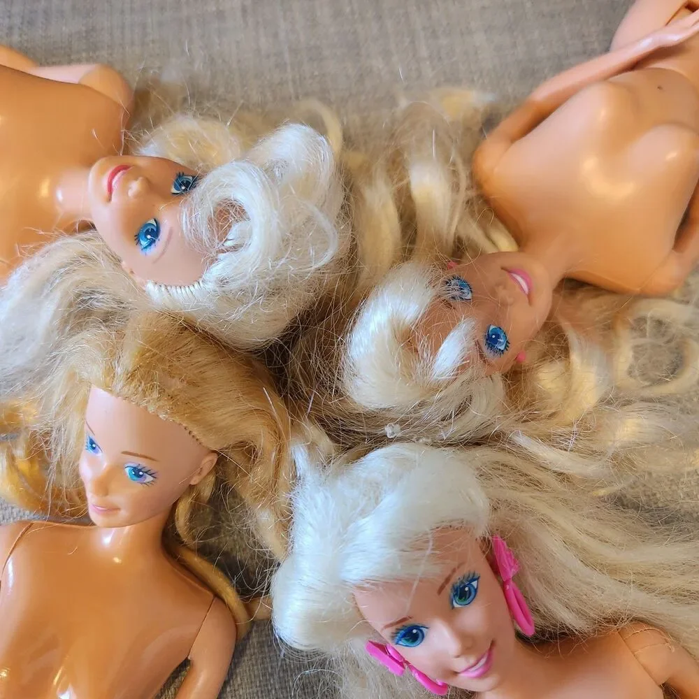 Lot 4 Vintage Barbie Dolls 1966 Body Mold Nude Blonde Blue Eyes Malaysia – As Is
